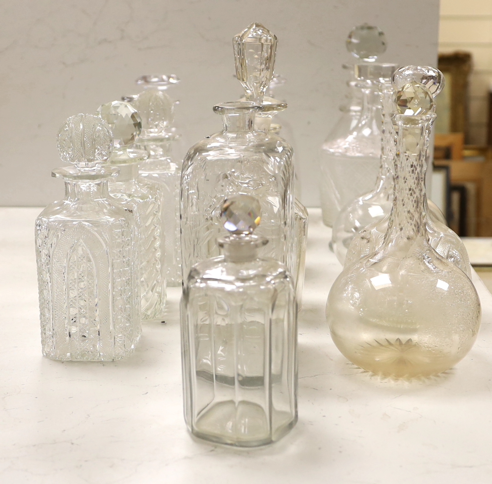 A collection of cut glass decanters (16)